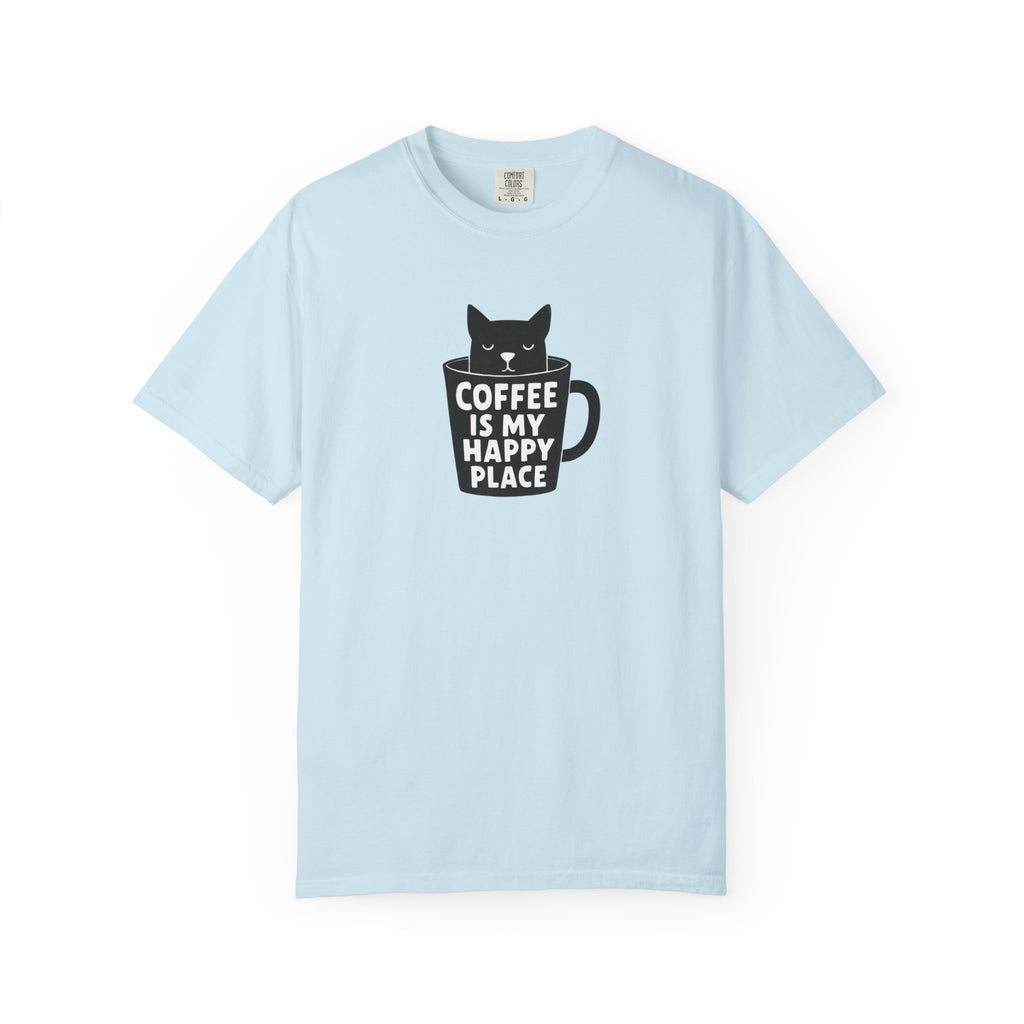 Coffee Is My Happy Place T-Shirt — Cat & Coffee Graphic Tee