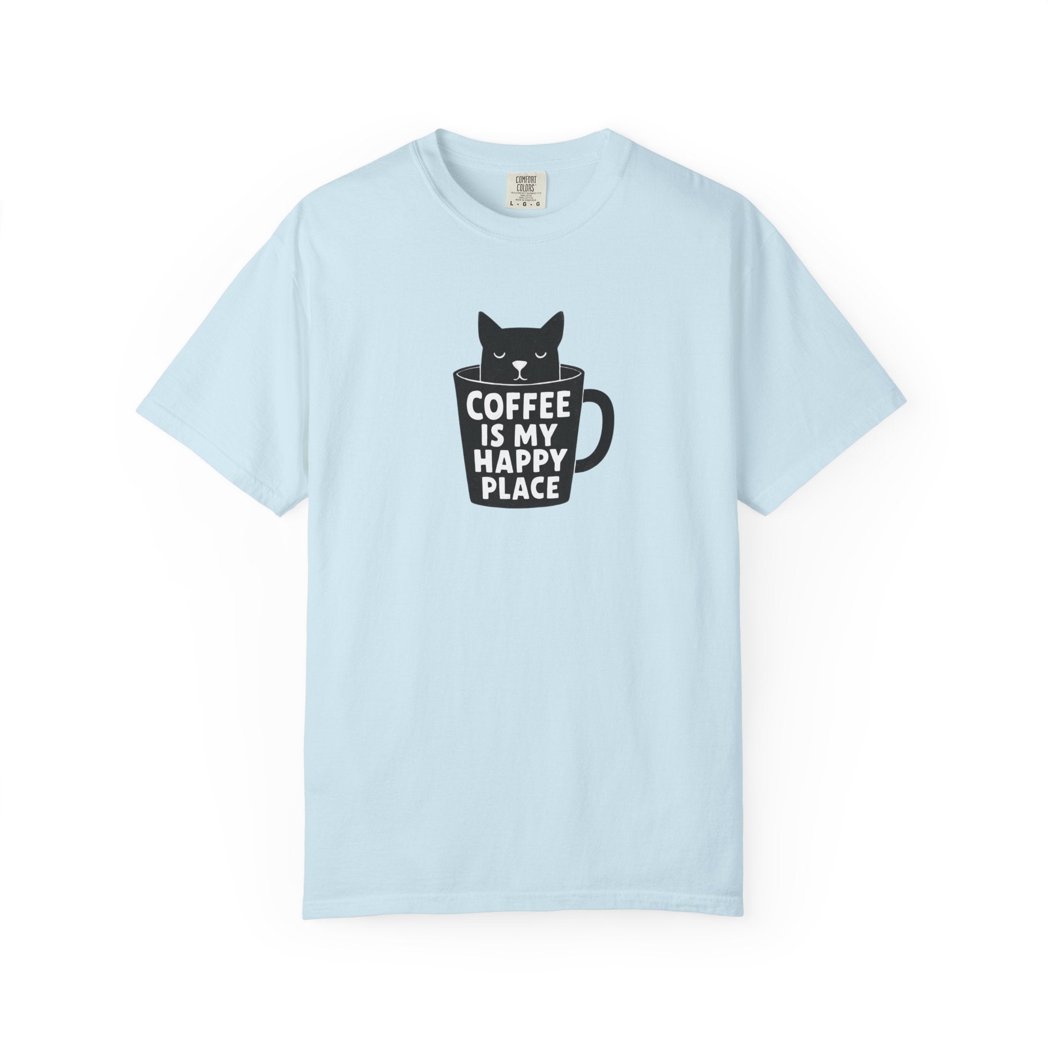 Coffee Is My Happy Place T-Shirt — Cat & Coffee Graphic Tee
