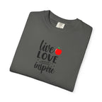 Live Love Inspire T-Shirt — Teacher Appreciation Apple Graphic Tee