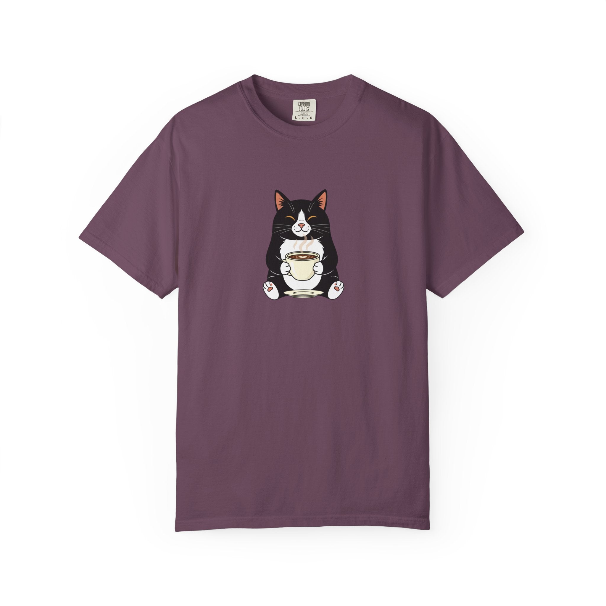Tuxedo Cat Holding Coffee T-Shirt