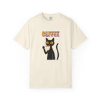 Coffee Cat T-Shirt — Cute Black Cat Holding Coffee Graphic Tee