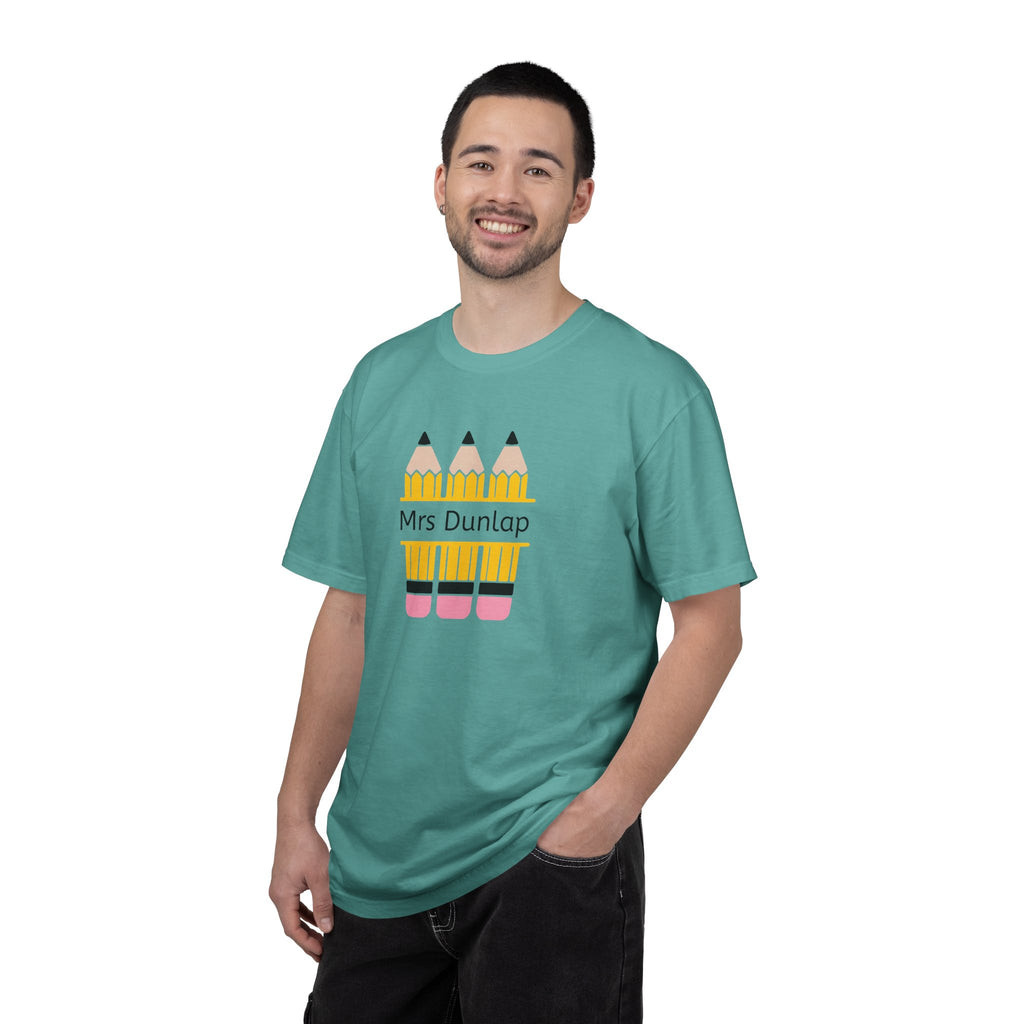Personalized Teacher T-Shirt – 'Mrs Dunlap' Pencil Design