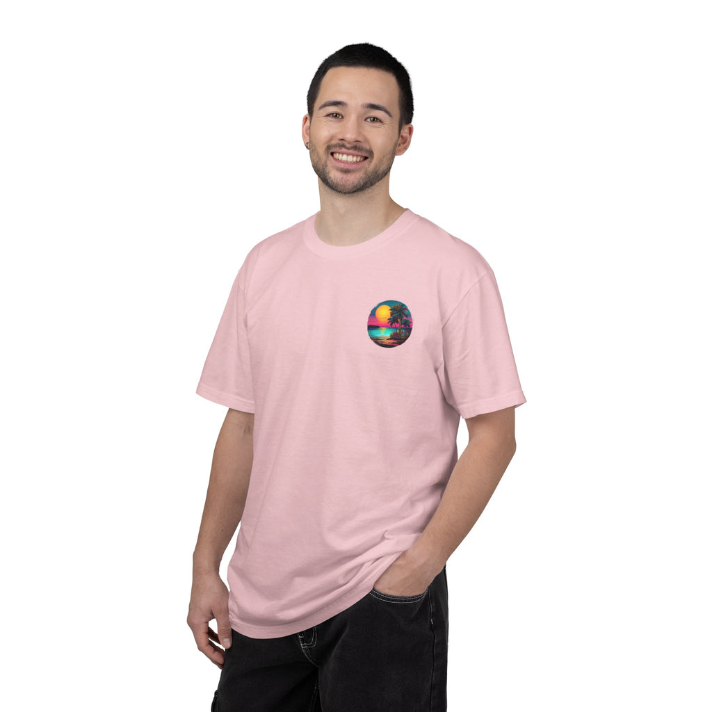 Sunset Sand T-Shirt — Palm Tree Beach Graphic Tee