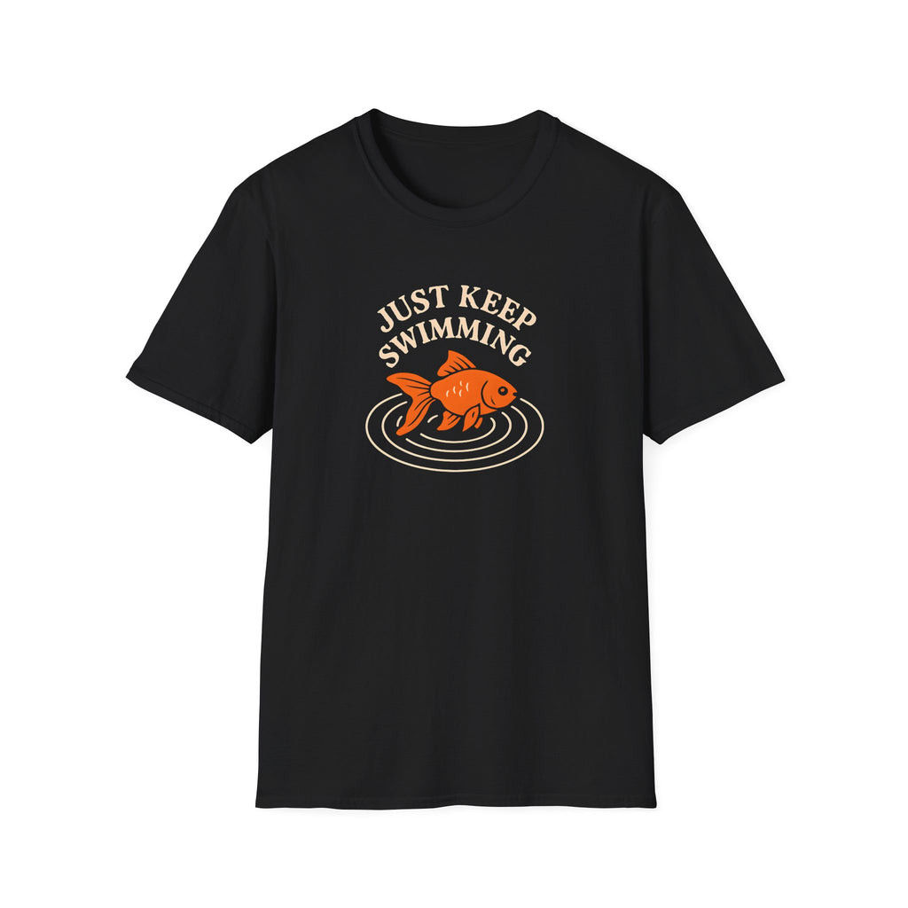 T‑Shirt — "Just Keep Swimming" Orange Fish Graphic Tee