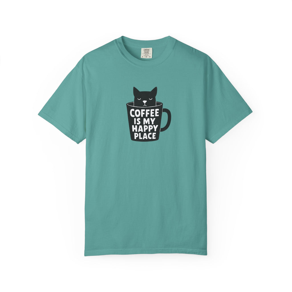 Coffee Is My Happy Place T-Shirt — Cat & Coffee Graphic Tee
