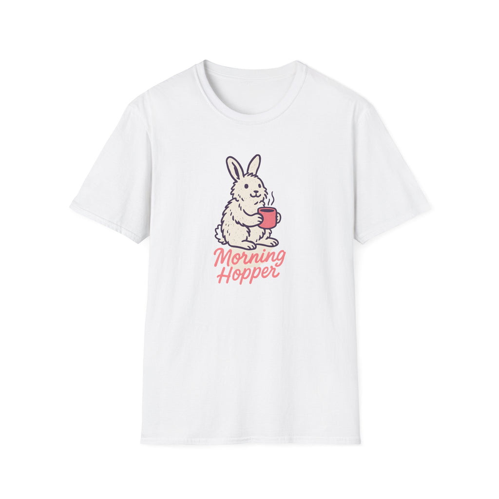 Morning Hopper Bunny T-Shirt — Cute Coffee Rabbit Tee