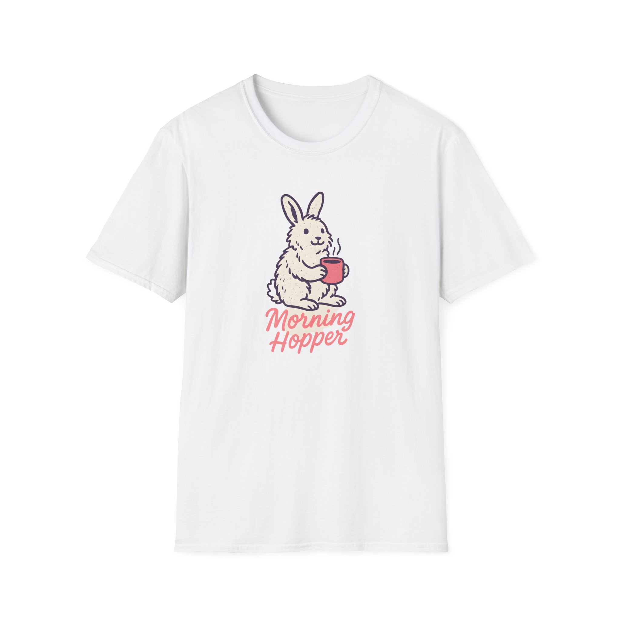 Morning Hopper Bunny T-Shirt — Cute Coffee Rabbit Tee