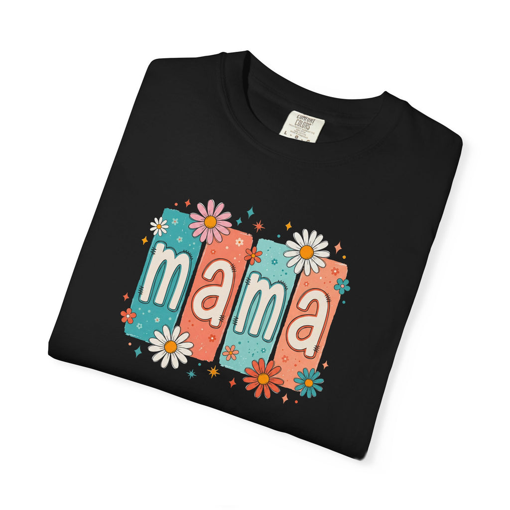 Mama Floral Tee — Retro Block Letter Mother's Day T-Shirt