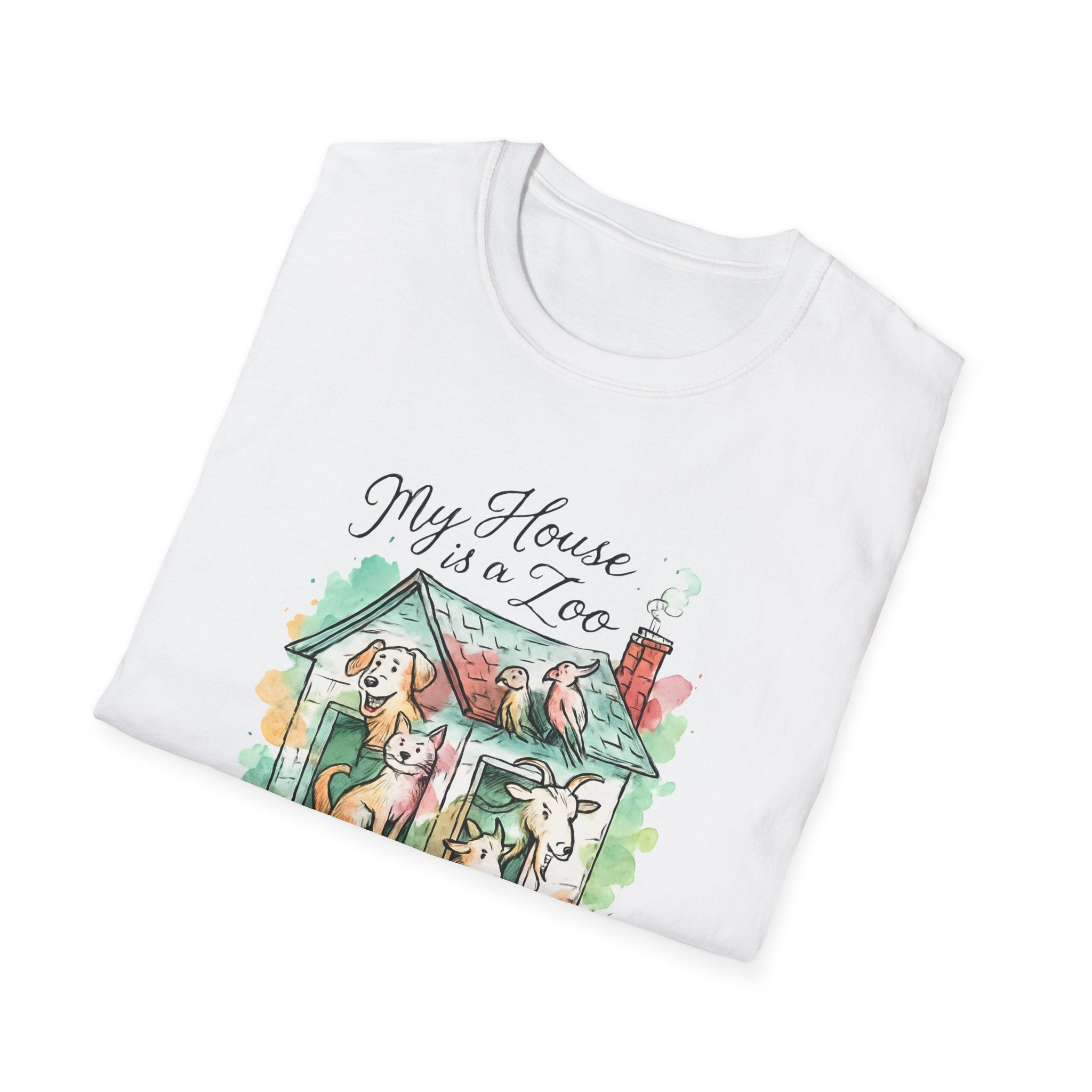 Dog House Watercolor T-Shirt — "My House is a Zoo" Cute Pet Lover Tee