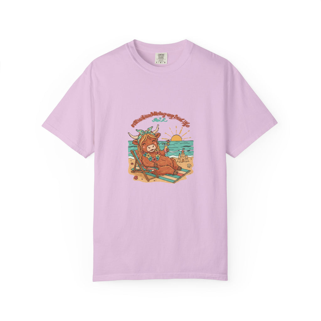 Retired Highland Cow at the Beach T-shirt