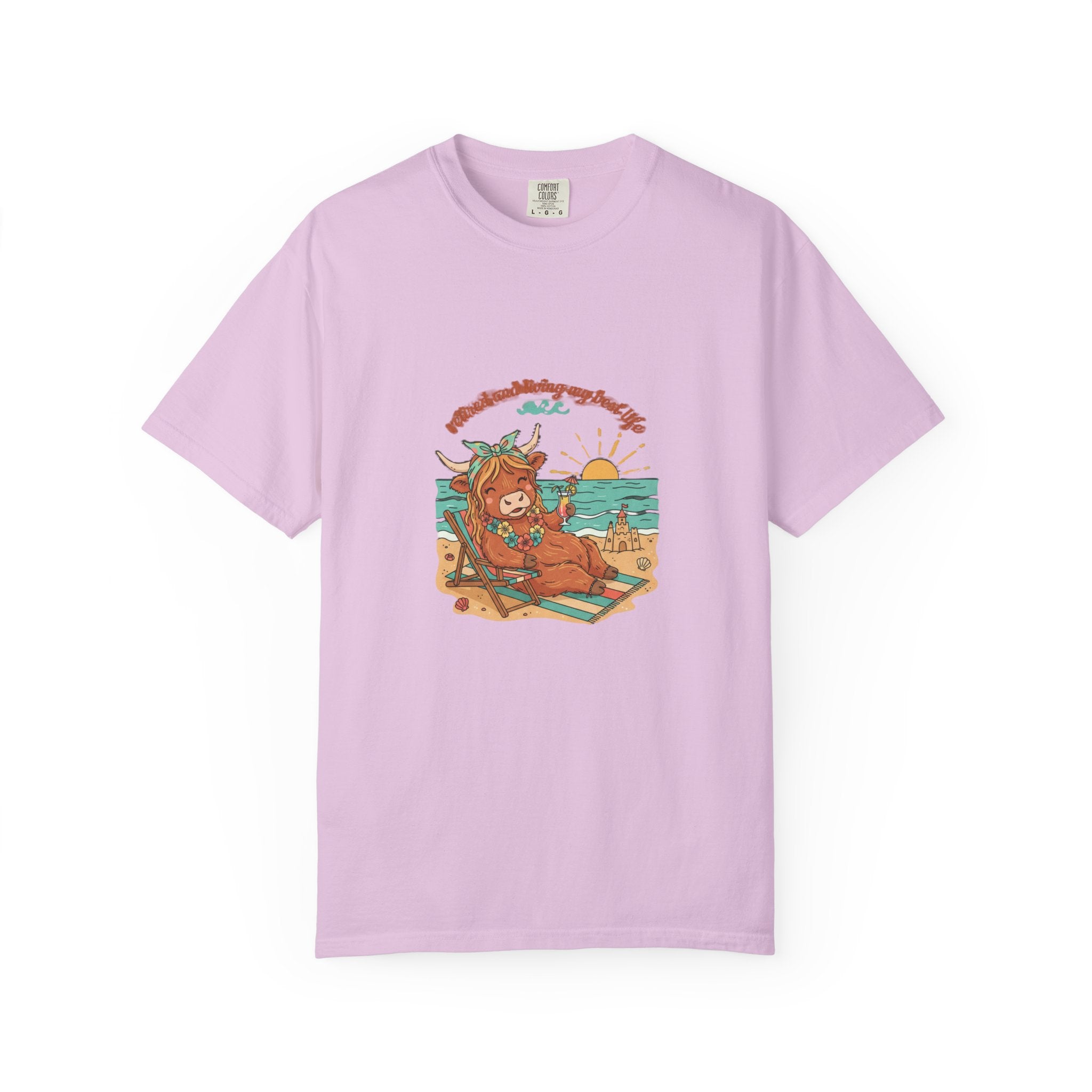 Retired Highland Cow at the Beach T-shirt