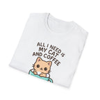 Cat and Coffee T‑Shirt — "All I Need Is My Cat and Coffee" Cute Cat in Mug Tee
