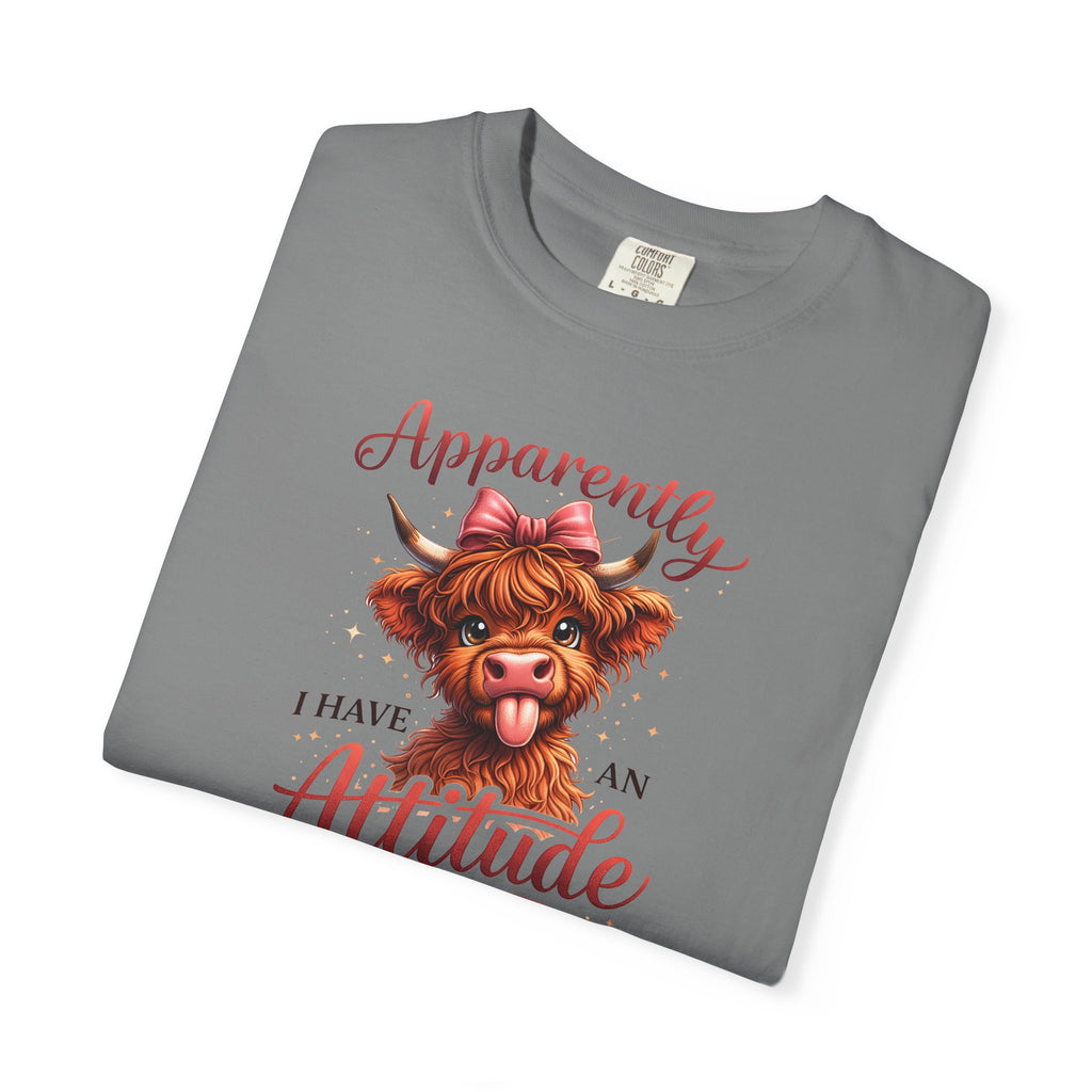 Attitude Highland Cow T-Shirt — "Apparently I Have an Attitude" Cute Cow Graphic Tee