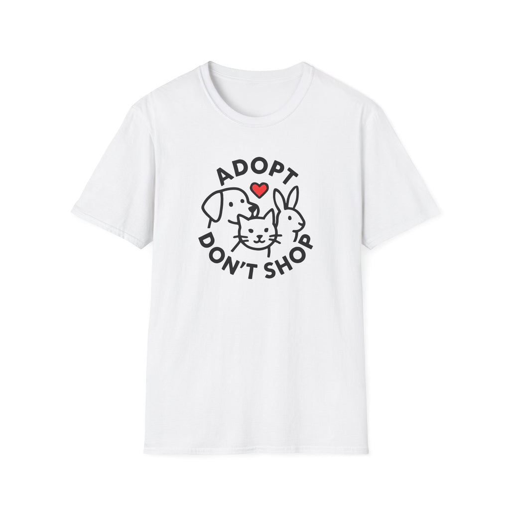 Adopt Don’t Shop T-Shirt — Cute Rescue Pet Love Tee (Cat, Dog & Bunny)