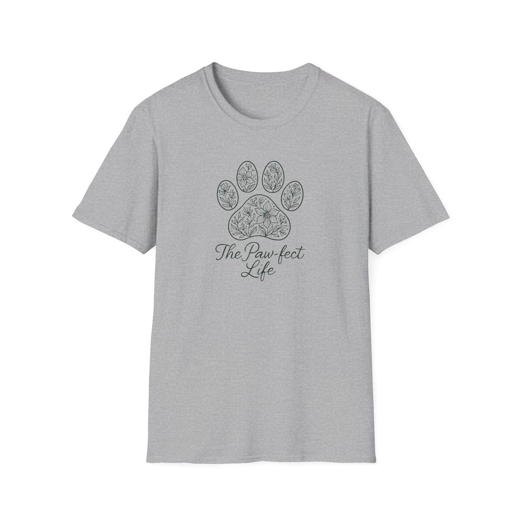 Paw-fect Life T-Shirt — Floral Paw Print Tee for Dog & Cat Lovers