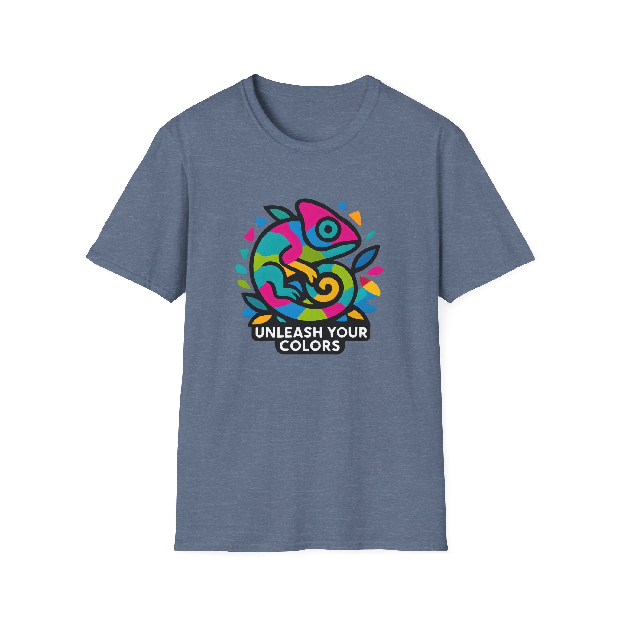 Unisex T-Shirt — 'Unleash Your Colors' Rainbow Chameleon Graphic Tee