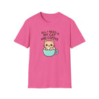 Cat and Coffee T‑Shirt — "All I Need Is My Cat and Coffee" Cute Cat in Mug Tee