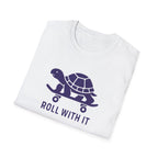 T-Shirt — "Roll With It" Turtle Skateboard Graphic Tee