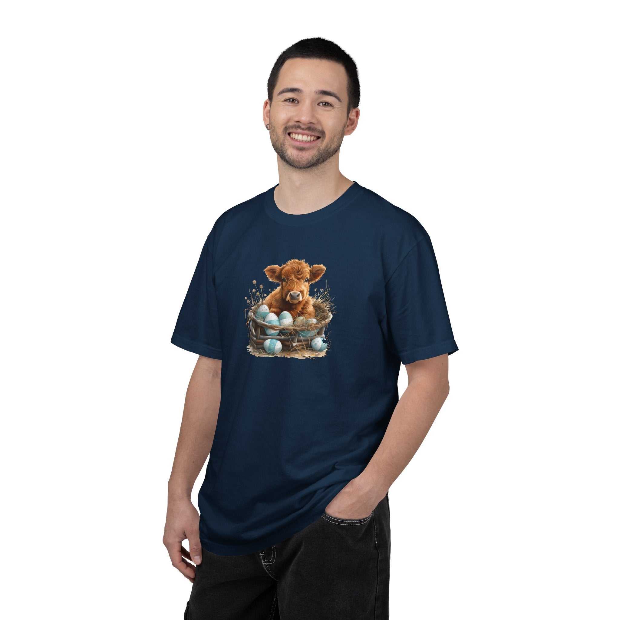 Easter Highland Cow Calf in Basket T-Shirt
