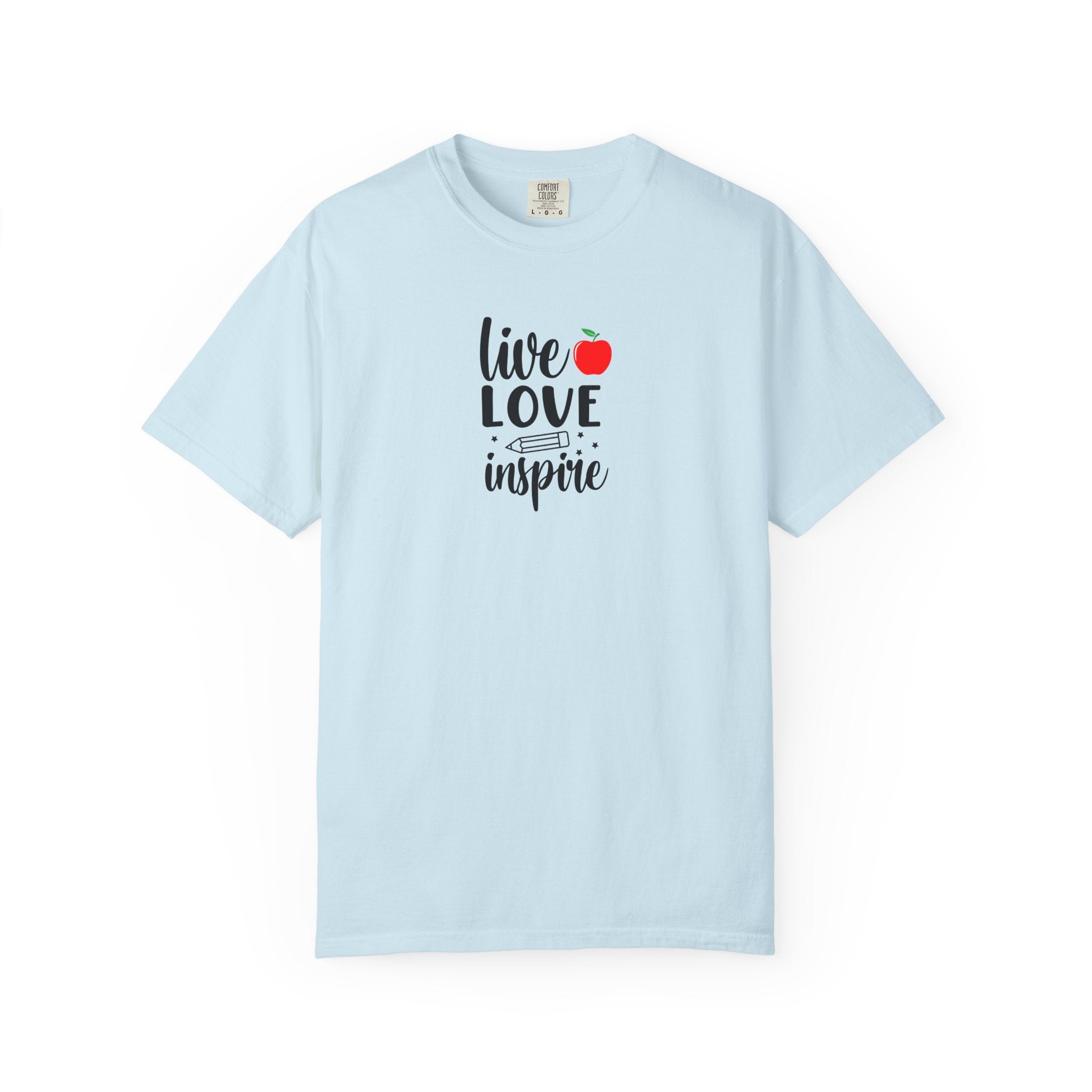 Live Love Inspire T-Shirt — Teacher Appreciation Apple Graphic Tee
