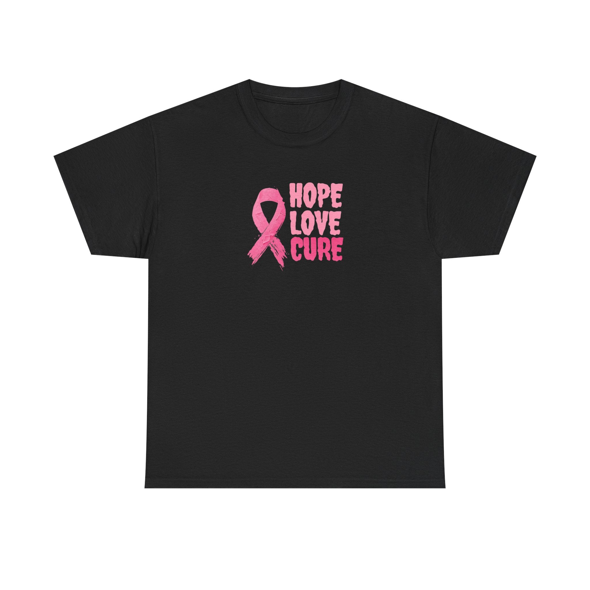 Breast Cancer Awareness Tee — Pink Ribbon "Hope Love Cure"