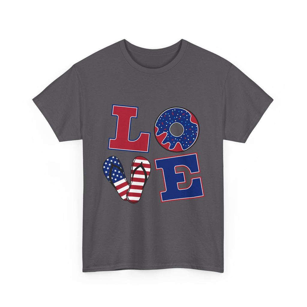 Patriotic LOVE Tee - USA Flag Donut Graphic