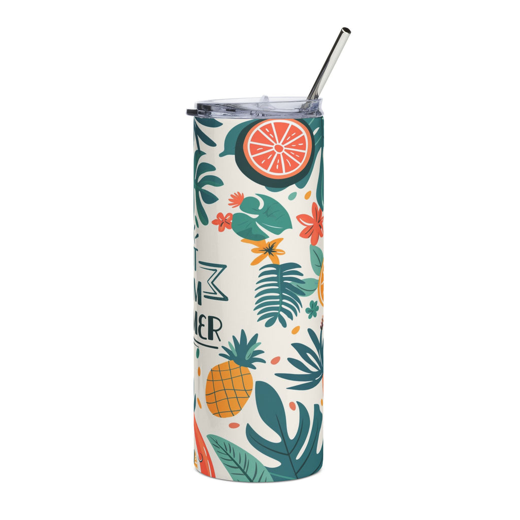 20oz Tumbler — "Hot Mom Summer" Tropical Stainless Steel Travel Cup