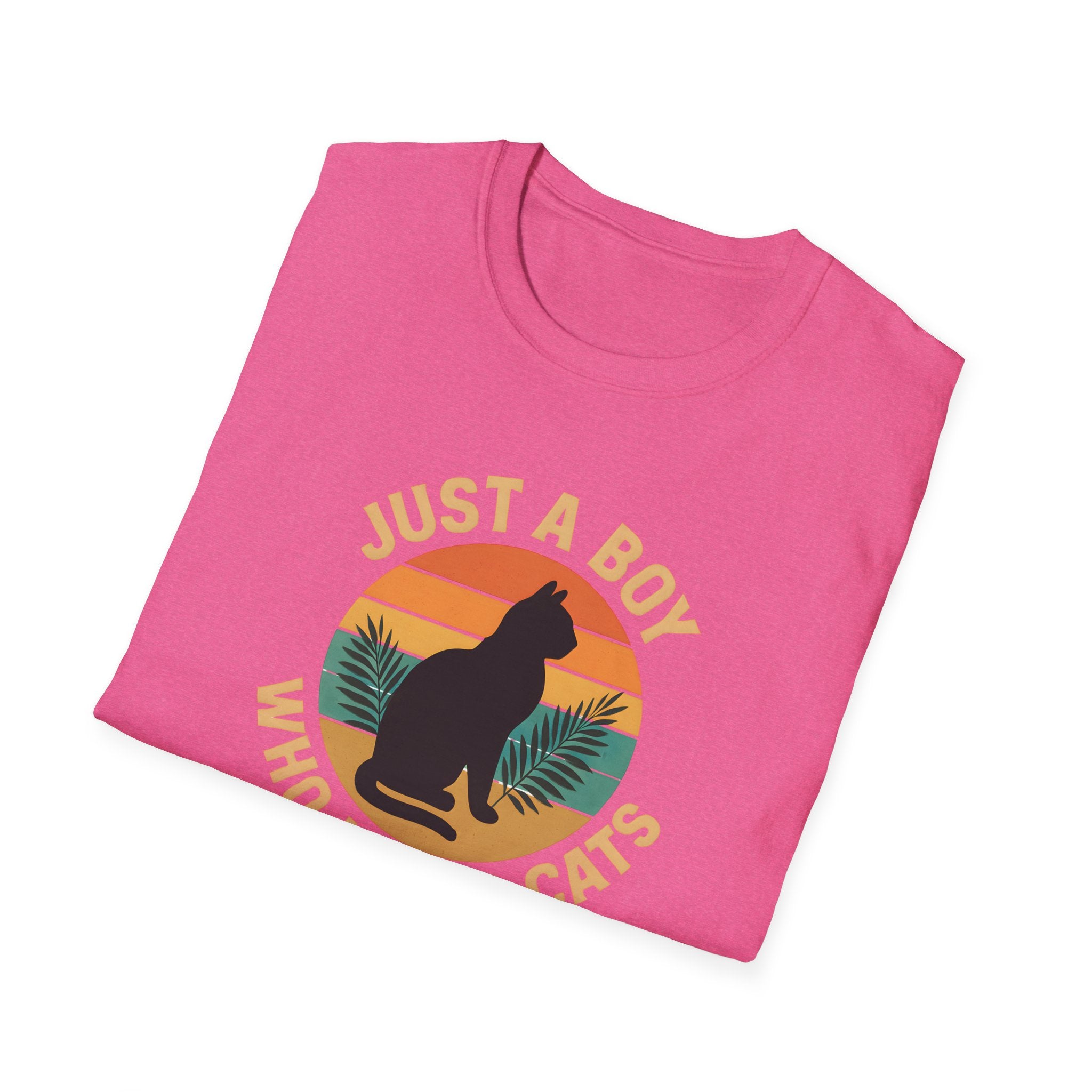 Cat Lover T‑Shirt — "Just a Boy Who Loves Cats" Vintage Sunset Tee