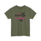 Breast Cancer Support T-Shirt — "Worth Fighting For" Pink Ribbon Tee