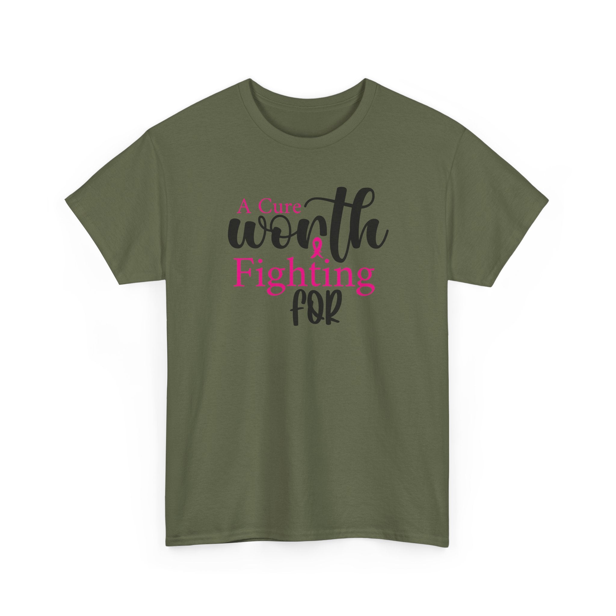 Breast Cancer Support T-Shirt — "Worth Fighting For" Pink Ribbon Tee