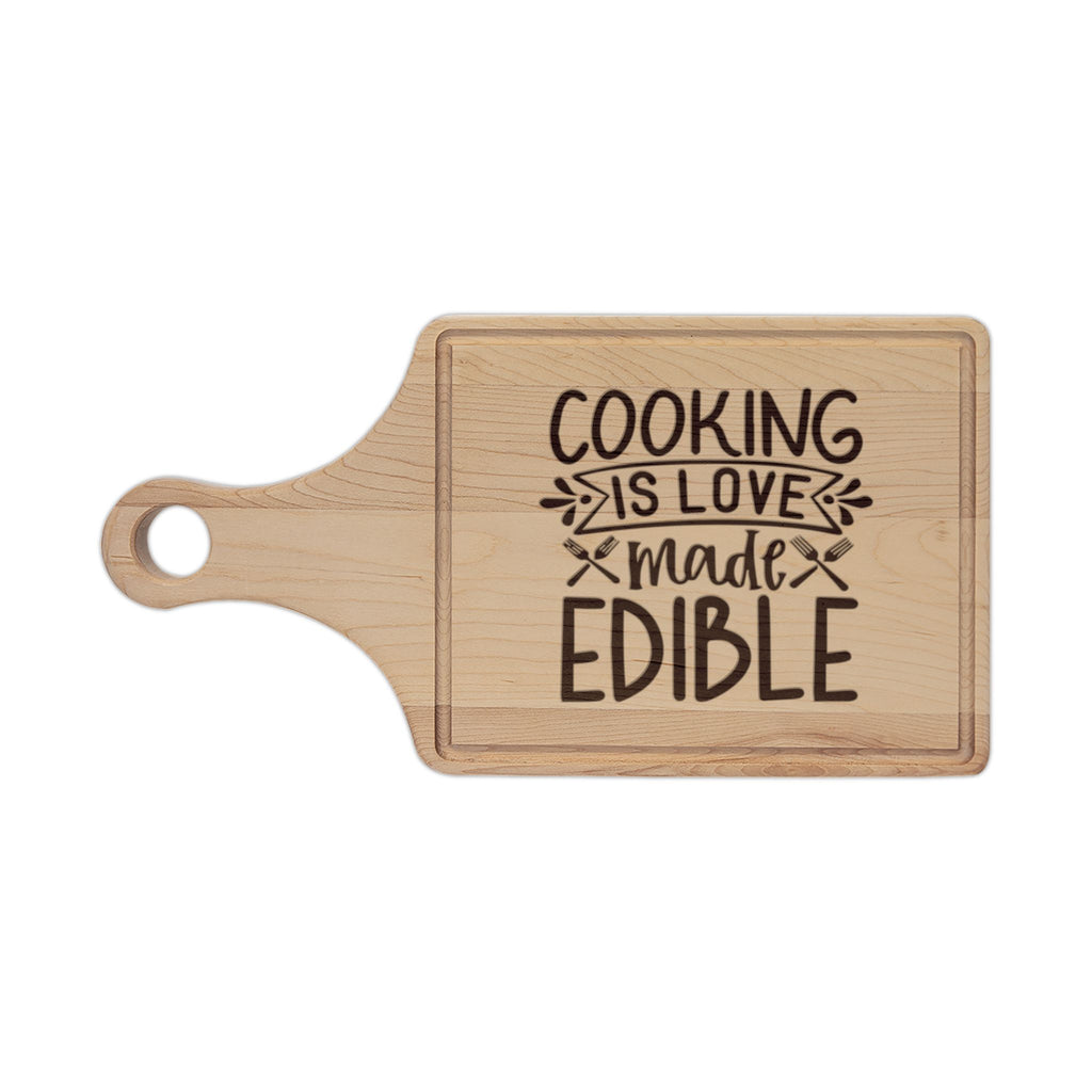 Engraved Wooden Cutting Board – "Cooking Is Love Made Edible"