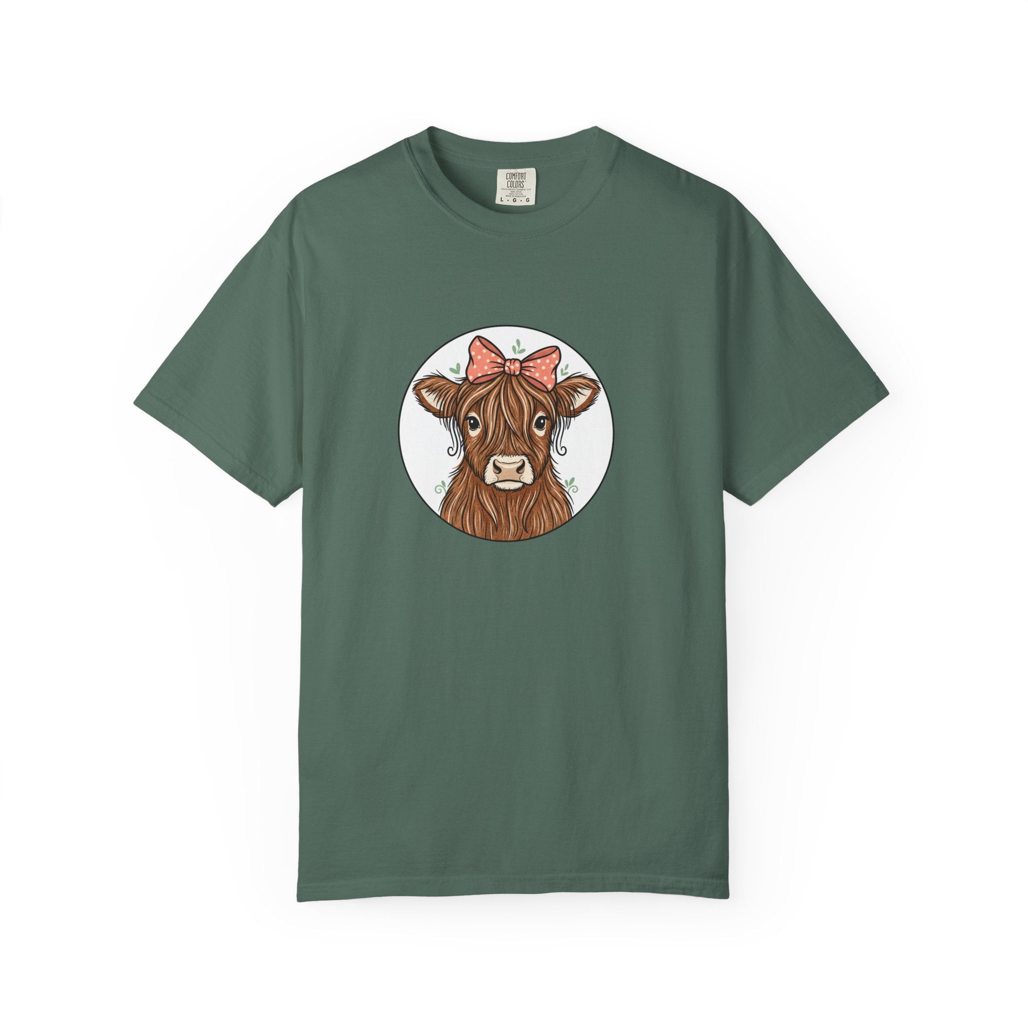 Highland Cow Tee — Cute Cow with Pink Bow Graphic T-Shirt