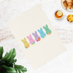 Easter Bunny Row Cotton Tea Towel – Pastel Peep Bunnies with Easter Eggs