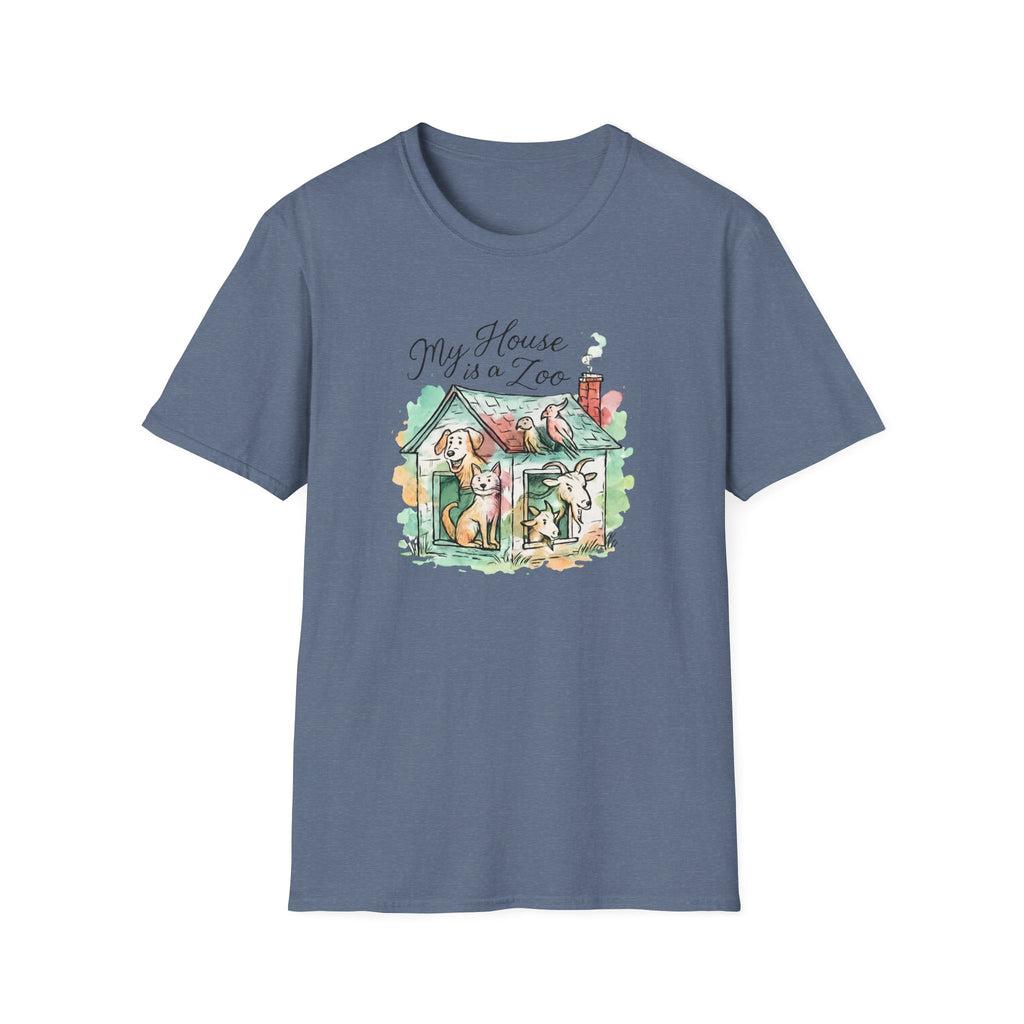 Dog House Watercolor T-Shirt — "My House is a Zoo" Cute Pet Lover Tee
