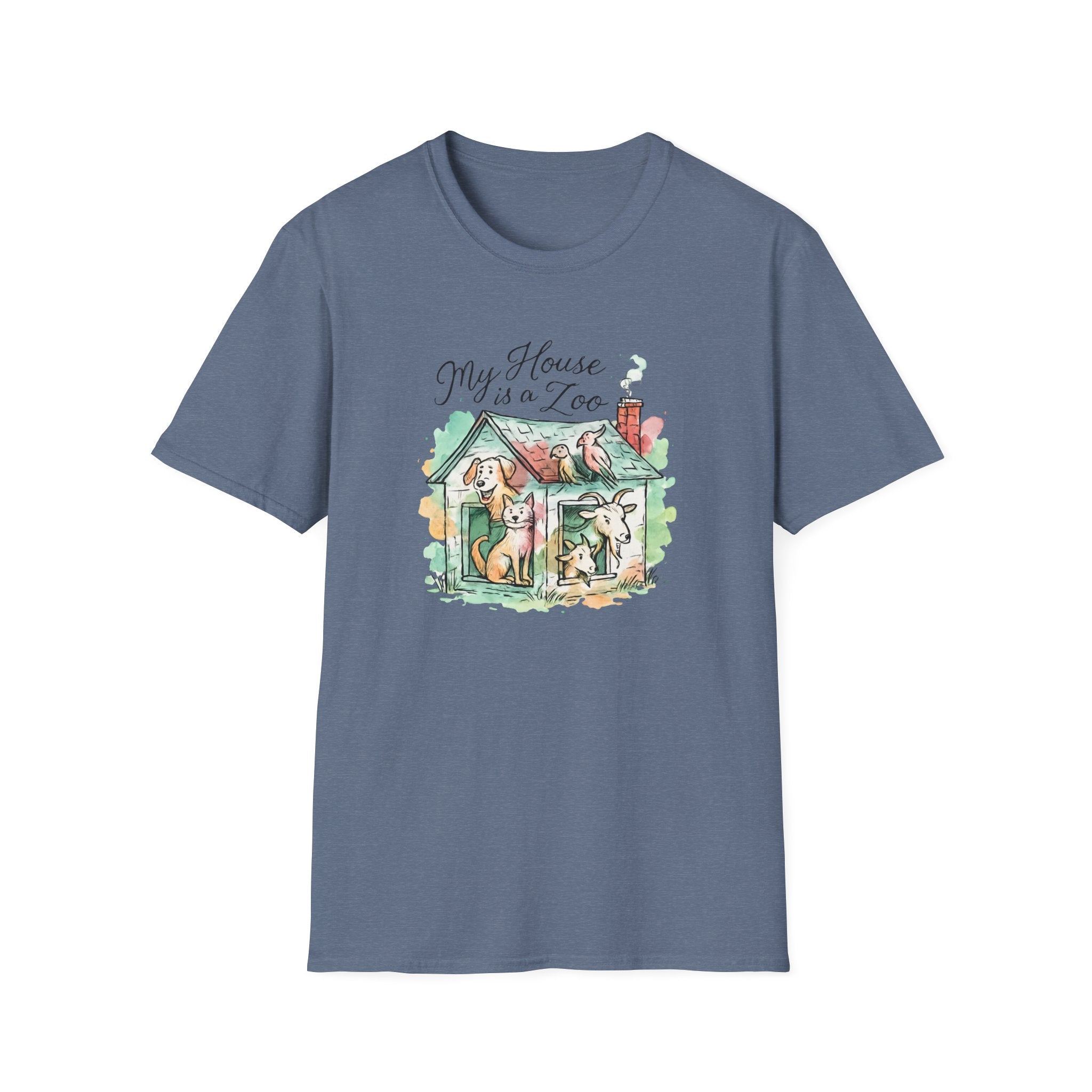 Dog House Watercolor T-Shirt — "My House is a Zoo" Cute Pet Lover Tee
