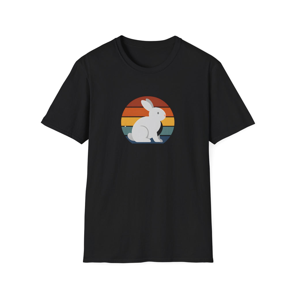 Retro Sunset Bunny T-Shirt — Cute Rabbit Vintage Stripe Tee