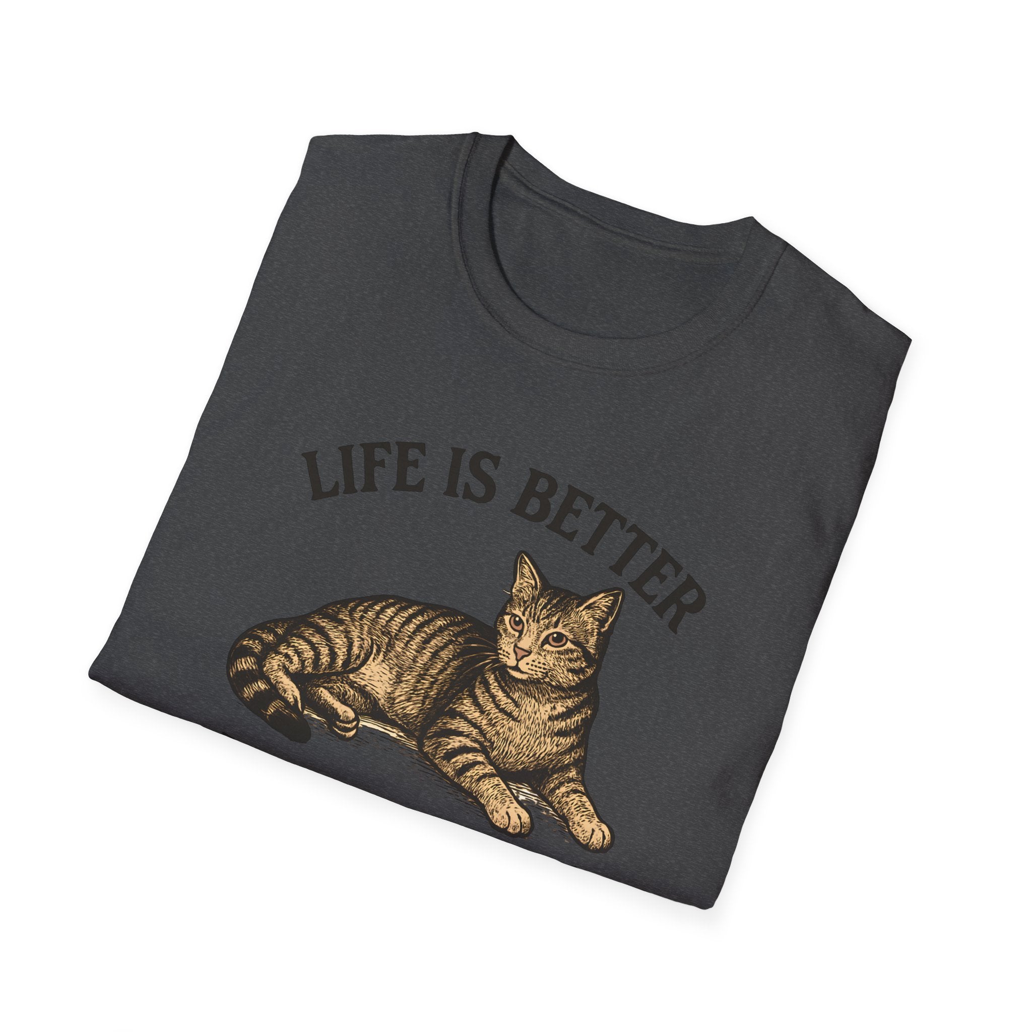 Life Is Better With a Cat T-Shirt — Vintage Tabby Cat Tee for Cat Lovers