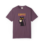 Coffee Cat T-Shirt — Cute Black Cat Holding Coffee Graphic Tee