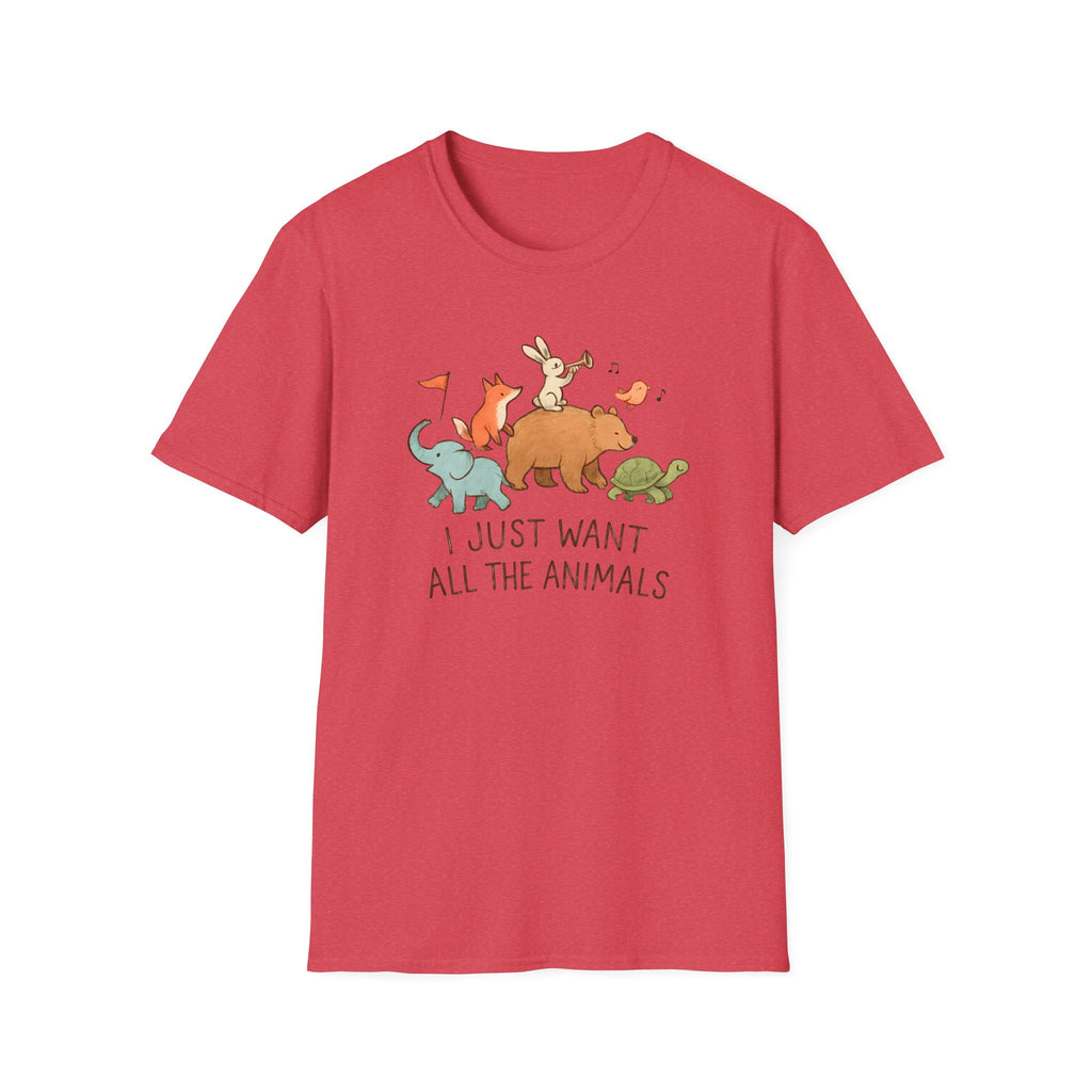 I Just Want All The Animals T-Shirt — Cute Animal Stack Tee for Animal Lovers