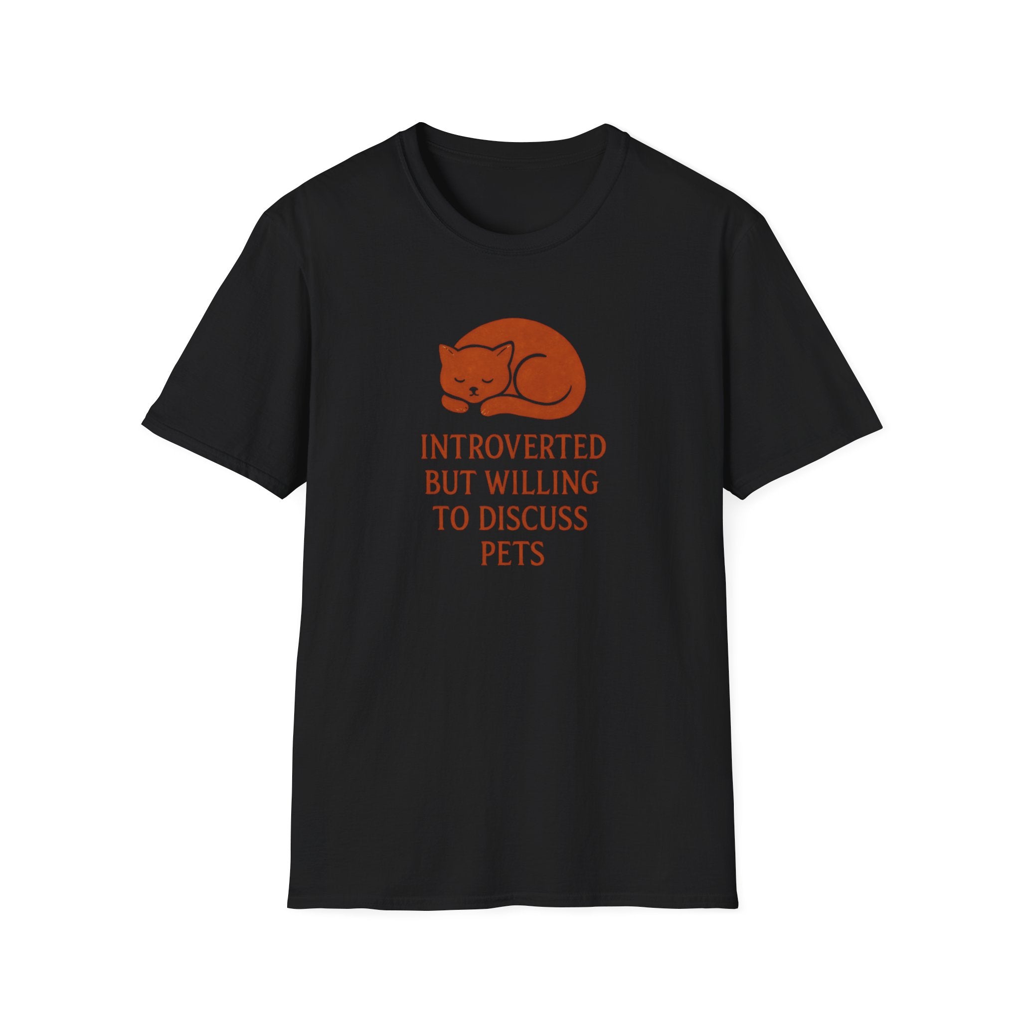 T-Shirt — "Introverted But Willing to Discuss Pets" Cat Graphic Tee