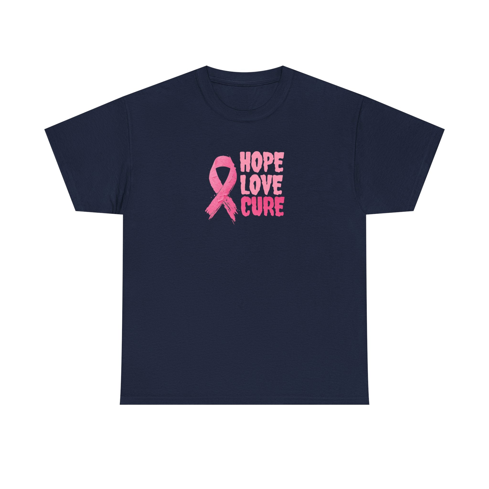 Breast Cancer Awareness Tee — Pink Ribbon "Hope Love Cure"