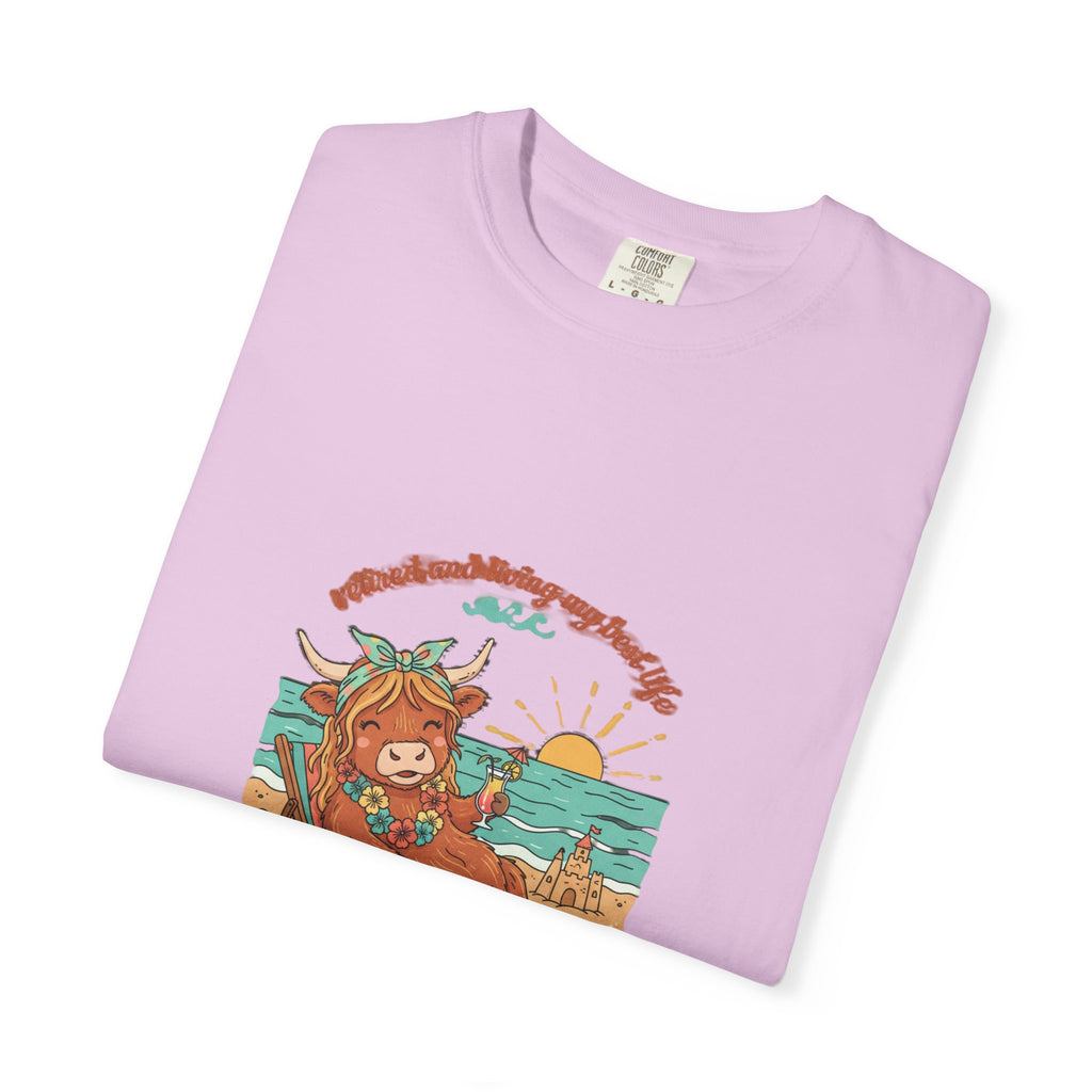 Retired Highland Cow at the Beach T-shirt
