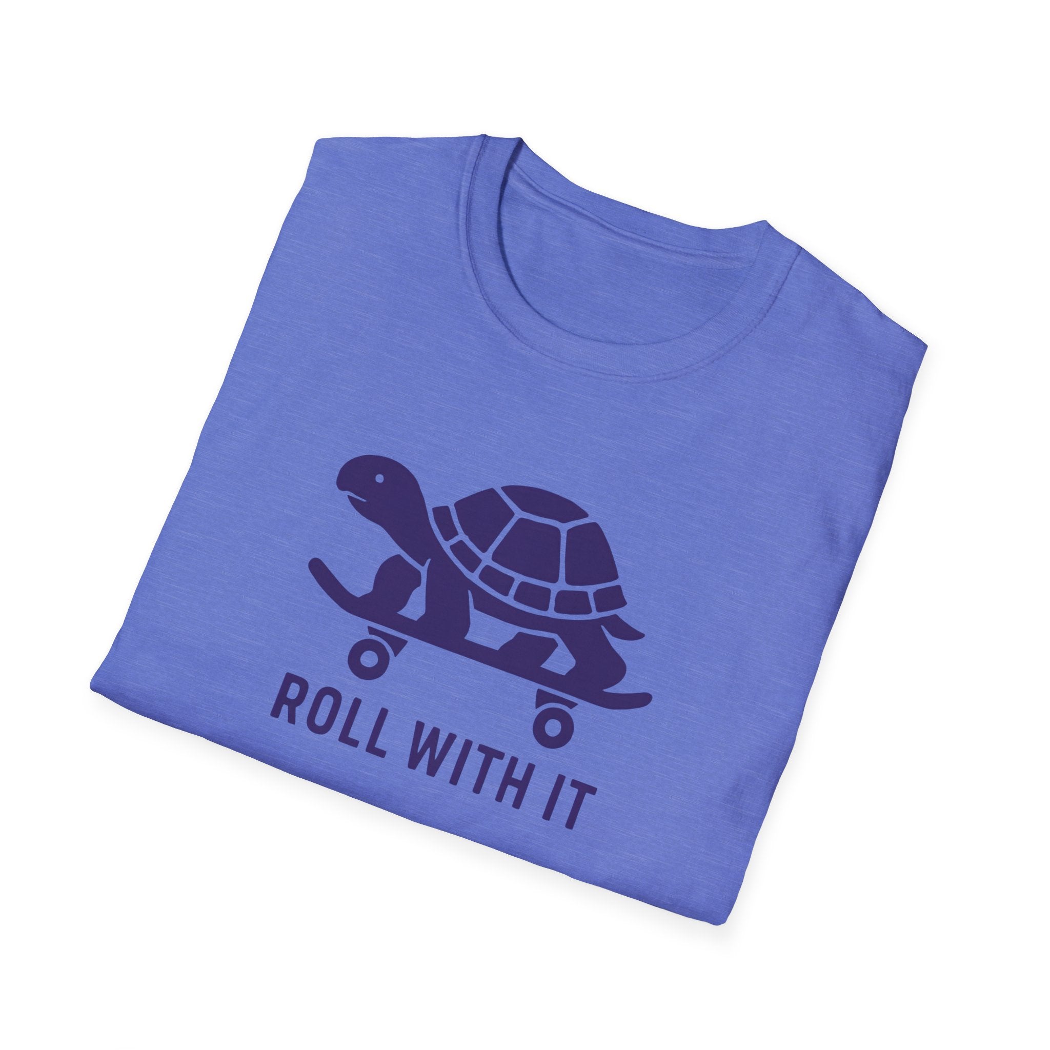 T-Shirt — "Roll With It" Turtle Skateboard Graphic Tee