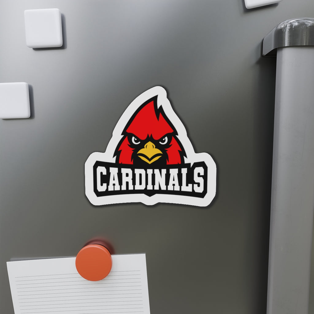 Cardinals Mascot Die-Cut Magnet — School Team Logo Refrigerator Sticker