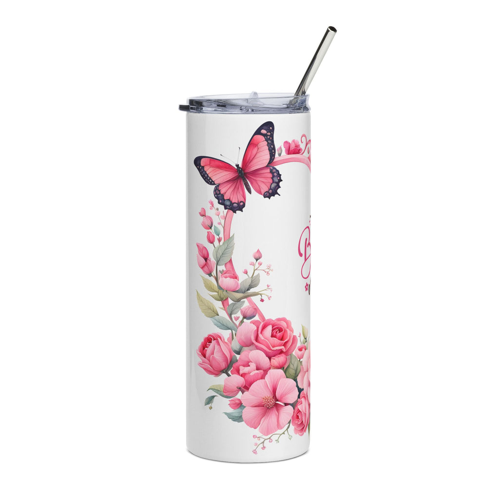 "The Best Mom" Floral Butterfly 20oz Stainless Tumbler