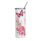 "The Best Mom" Floral Butterfly 20oz Stainless Tumbler