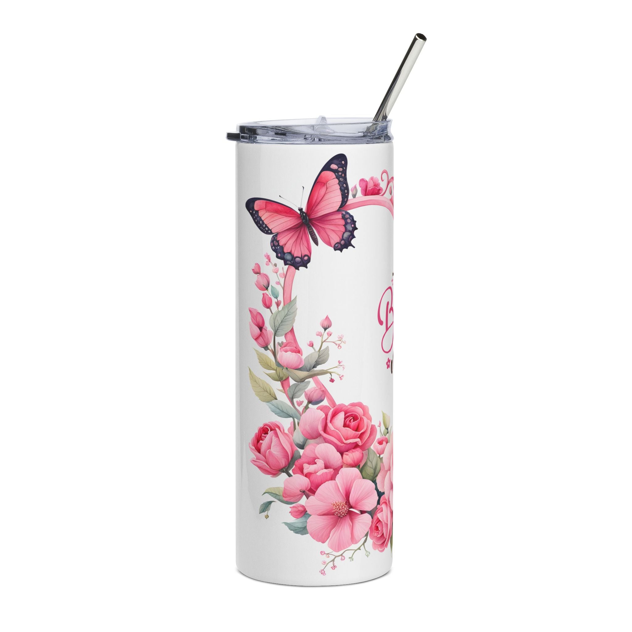 "The Best Mom" Floral Butterfly 20oz Stainless Tumbler