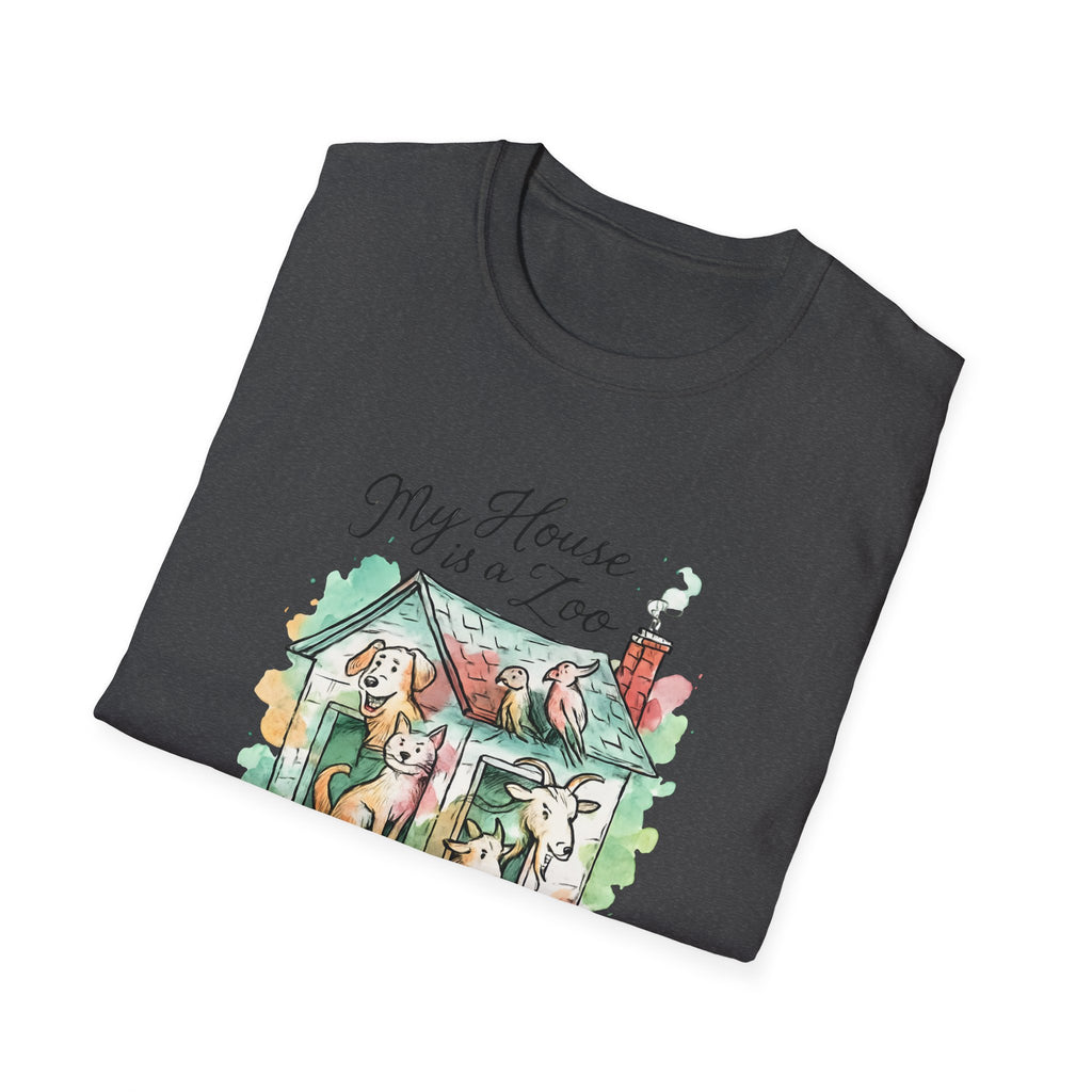 Dog House Watercolor T-Shirt — "My House is a Zoo" Cute Pet Lover Tee