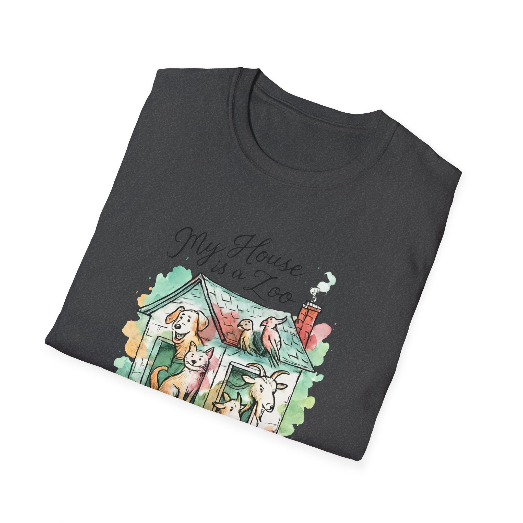 Dog House Watercolor T-Shirt — "My House is a Zoo" Cute Pet Lover Tee