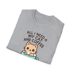 Cat and Coffee T‑Shirt — "All I Need Is My Cat and Coffee" Cute Cat in Mug Tee